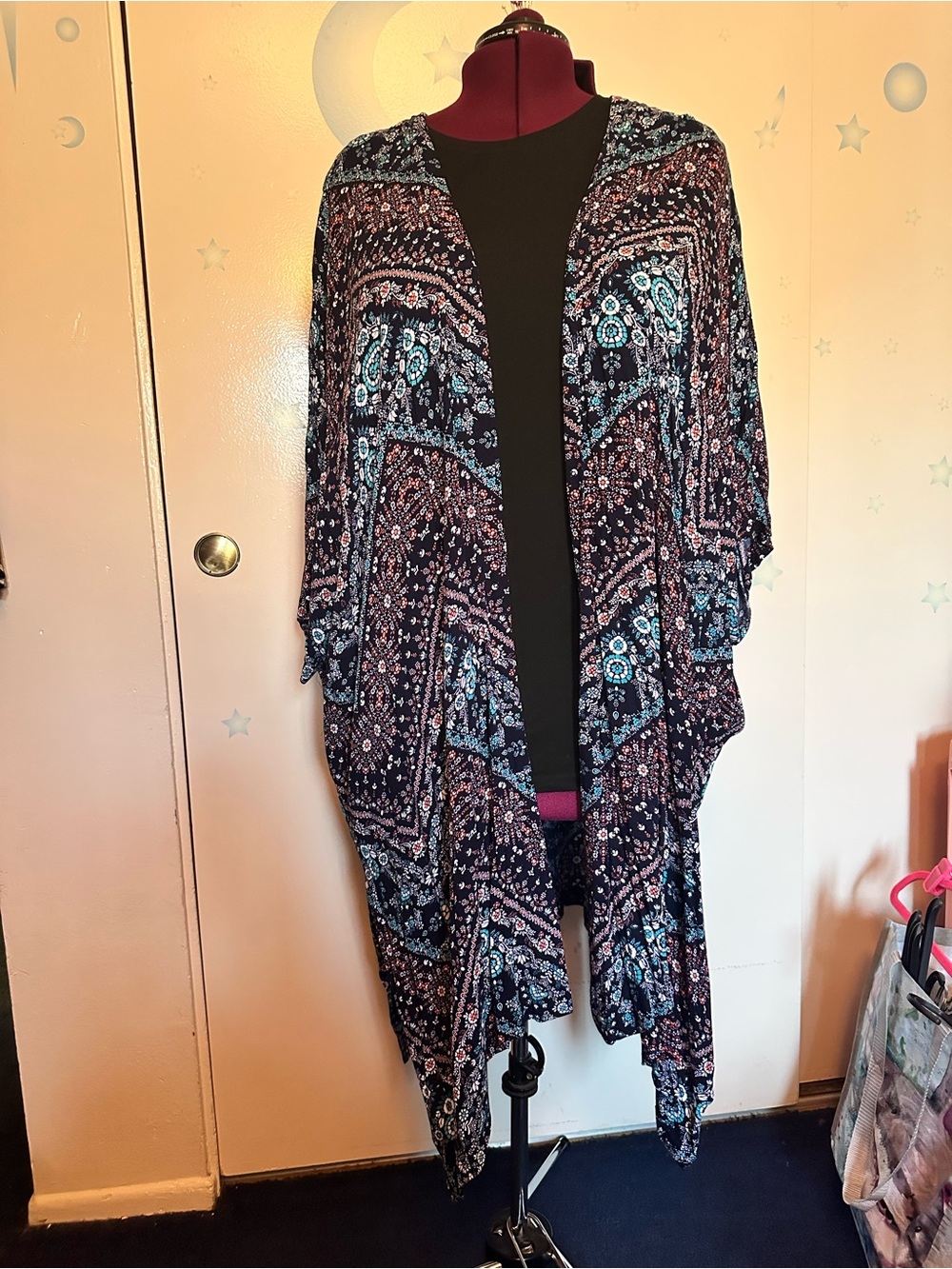 Scoop Boho Floral Print Open Front Kimono - NWOT
